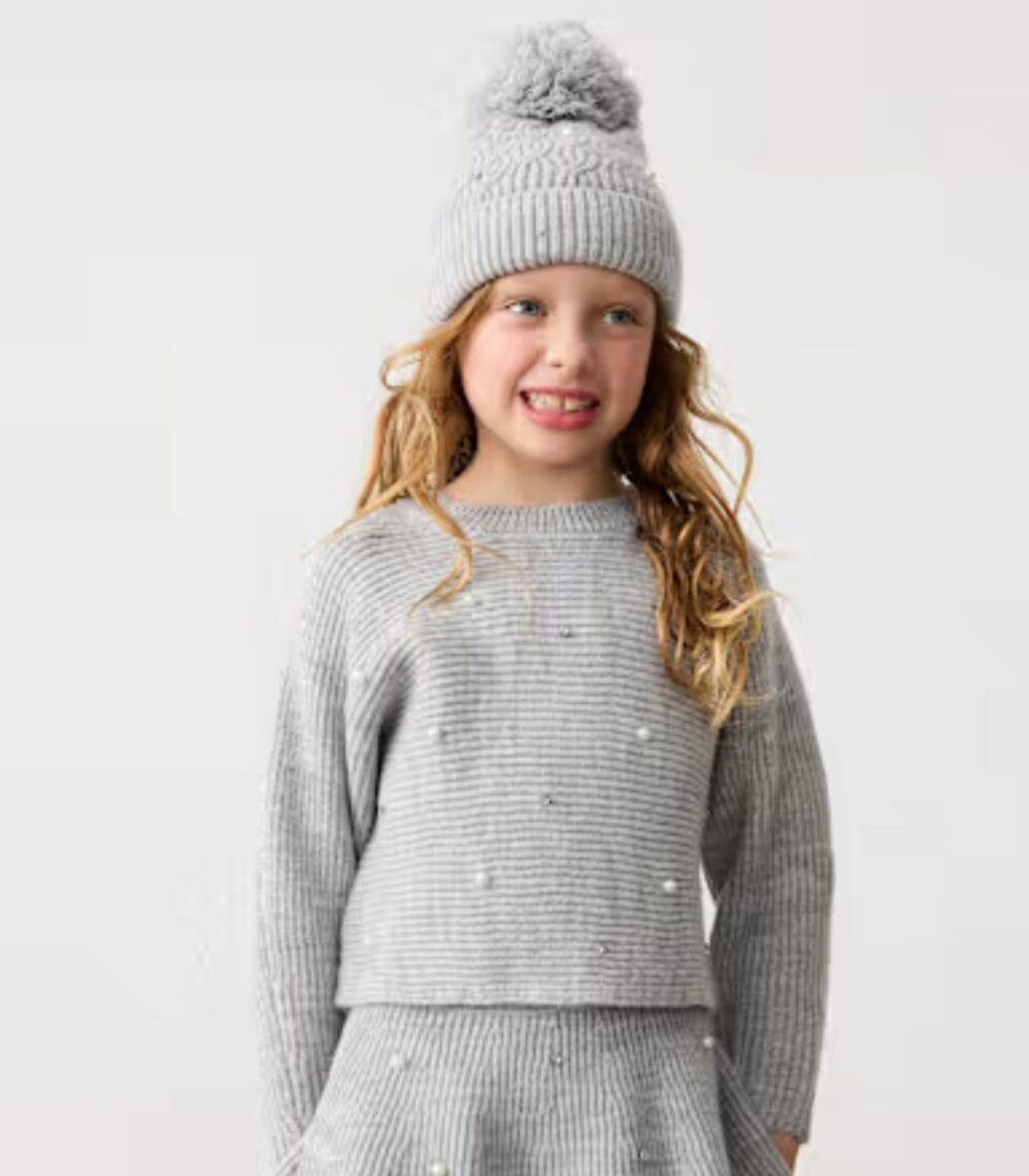 Jersey Tricot Perlas Niña 4322 Gris Mezcla