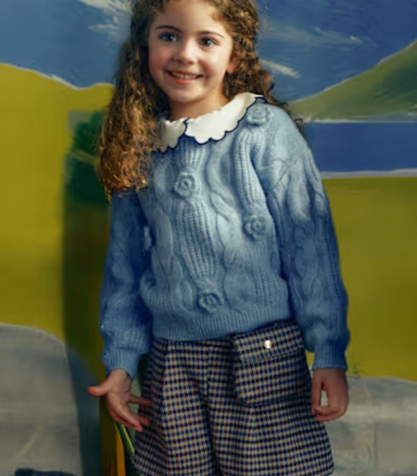 Falda Pantalon Cuadros Niña 4908 Canela
