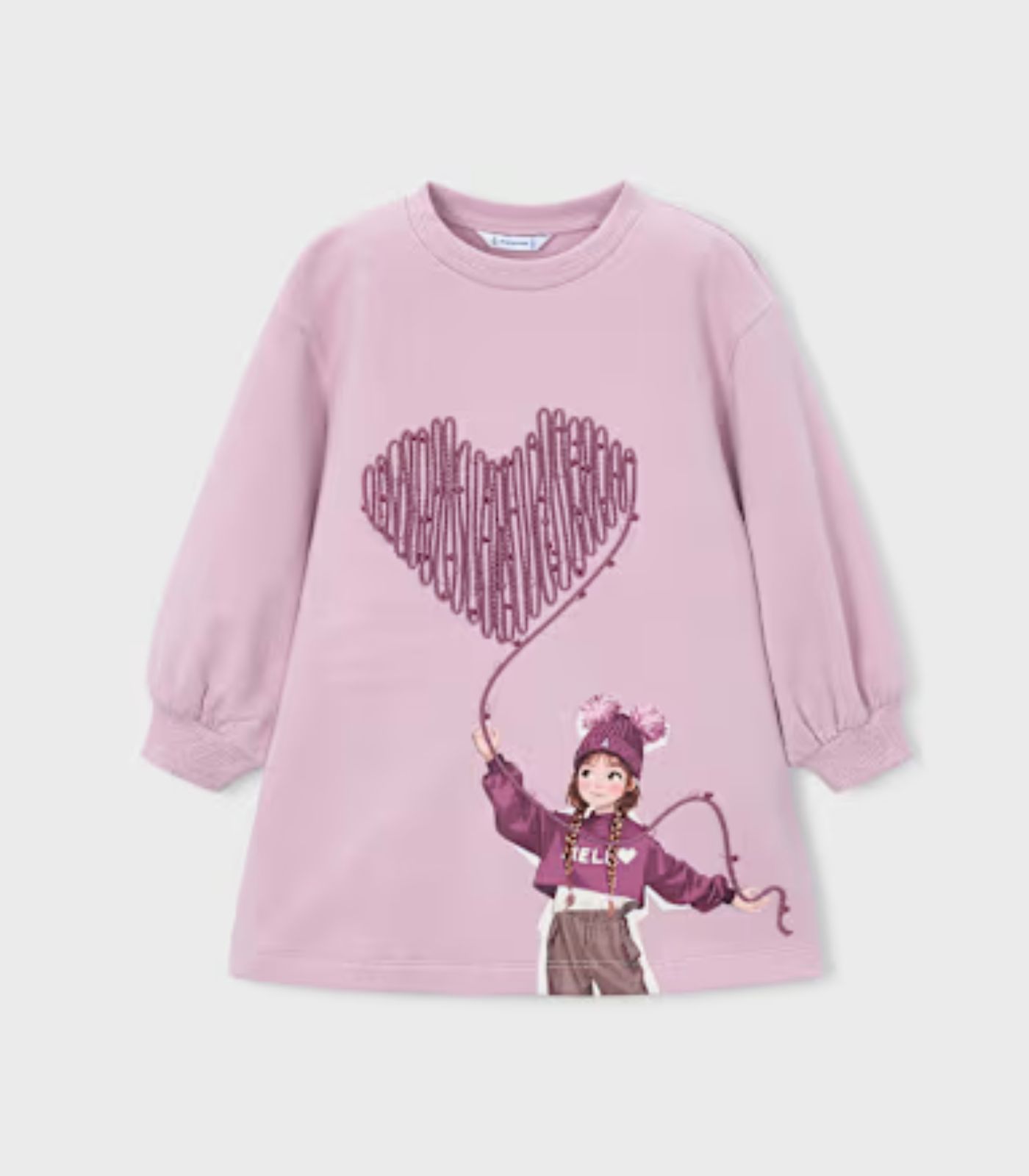 Vestido Felpa Serigrafia Niña 4914 Malva