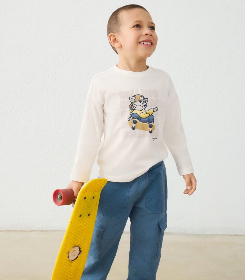 Camiseta Skate Niño 4005 Nata