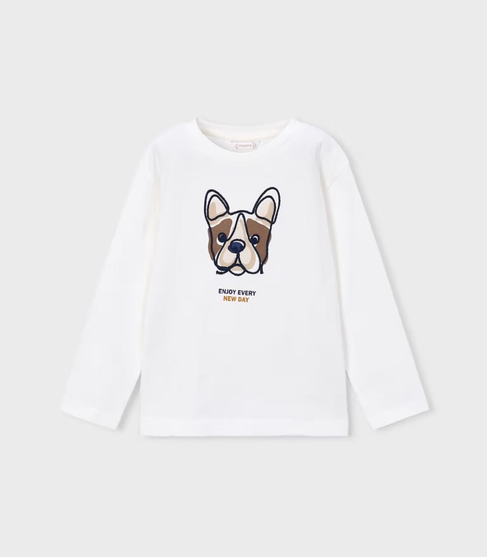Camiseta texto niño 4022 Nata